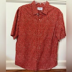 Orange Old Navy Polka Dot Short Sleeve Button Down